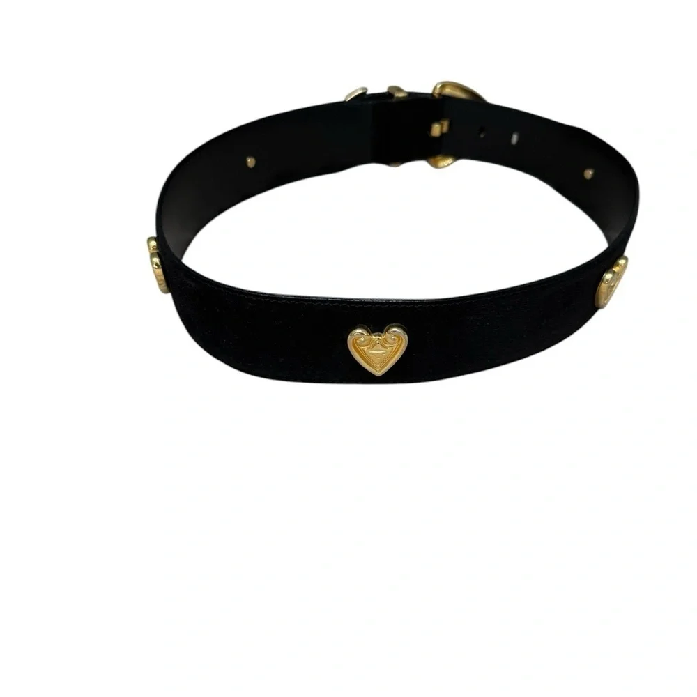 Vintage Escada Suede Leather Heart Black and Gold Women's Belt
